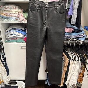 Wilfred Black Leather Straight-Leg Trousers